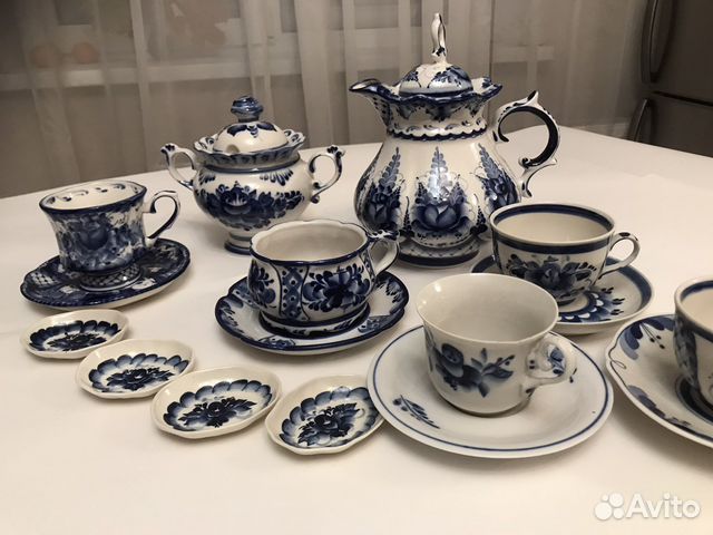 Гжель чайно-кофейные пары Конфетницы