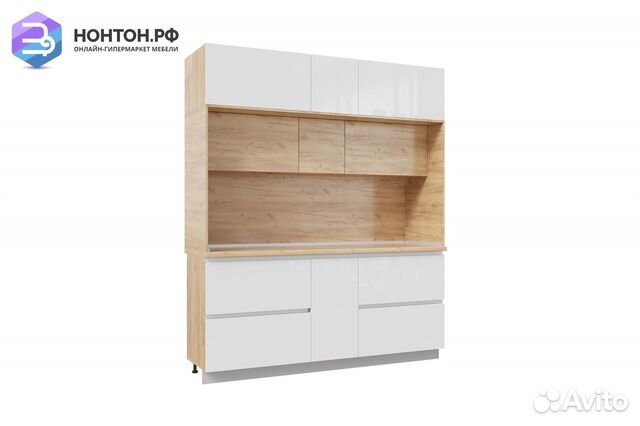 Кухня Лорен 2.0 м дуб крафт золотой / глянцевый бе