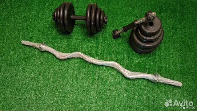 Гантели + W-образный гриф 60кг. Новые