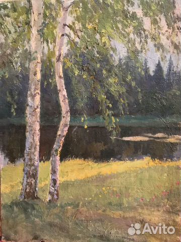 Картина Березы на берегу худ Андреев вп масло 1947