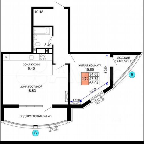 1-к. квартира, 39,3 м², 14/24 эт. на продажу в Краснодаре Купить квартиру Авито