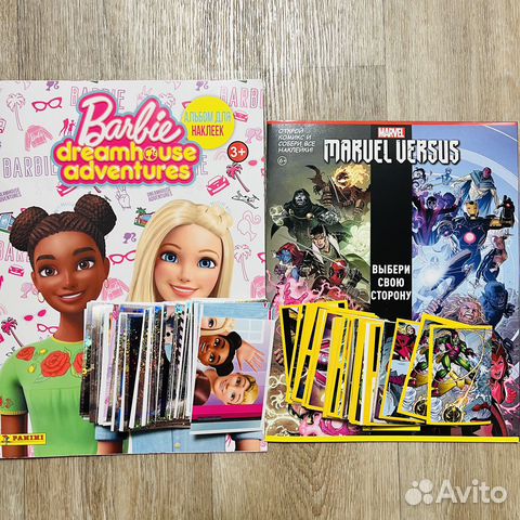 Наклейки panini Barbie и Marvel Versus