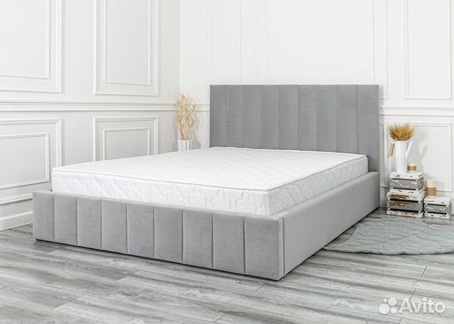 Кровать 140х200 серый Богема