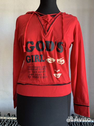 Свитшот с капюшоном красный 48-50