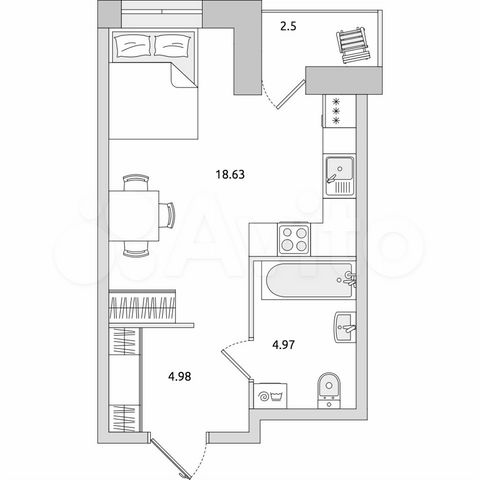 Квартира-студия, 31,1 м², 16/21 эт.