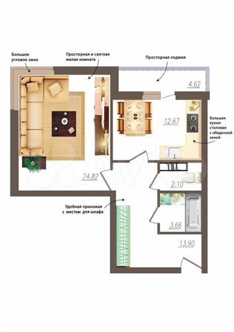1-к. квартира, 57,2 м², 11/19 эт.