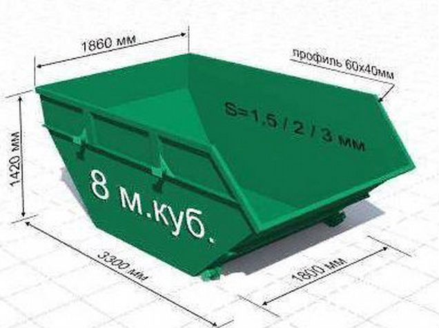 Мусорный контейнер 8 м3 чертеж