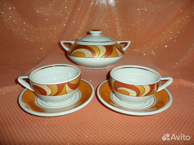 Сахарница,чашка,блюдце, Добрушский фз, Добруш,СССР