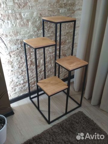 Полка для цветов напольная лофт