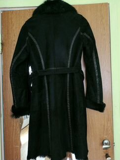 Дубленка чёрная из кролика жен, бу, р44-46