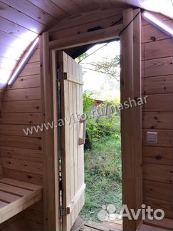 Баня бочка мини с крыльцом