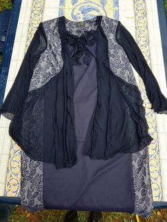 Парадное тёмно-синее платье (58 размер)