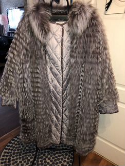 Шуба пальто из чернобурки Anna Verdi 58/62 Италия