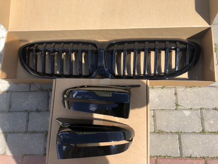 Ноздри и зеркала BMW G20 M чёрный глянец