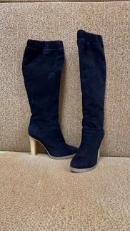 Сапоги замшевые, осенние. Внутри кожа лайка