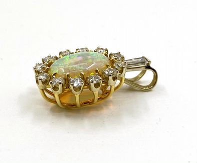 Подвеска Кулон с Опалом и Бриллиантами Золото 585