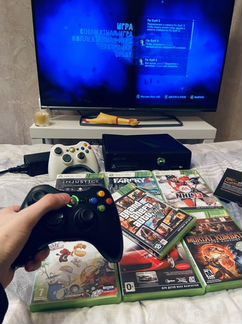 Xbox 360 S (Slim) 2 геймпада, 7 Игр, + Монитор