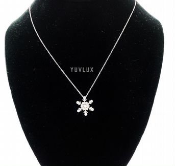 Tiffany золотое колье снежинка 0.26 ct