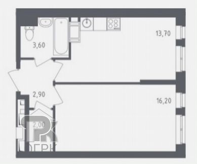 1-к квартира, 40.5 м², 2/23 эт.