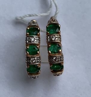 Серьги золотые с изумрудами