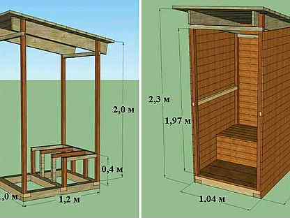 Дачный туалет с односкатной крышей своими руками