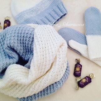 Комплект шапка, снуд, варежки