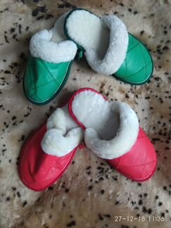 Кожаные тапочки из меха овчины