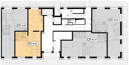 1-к квартира, 57 м², 1/45 эт.