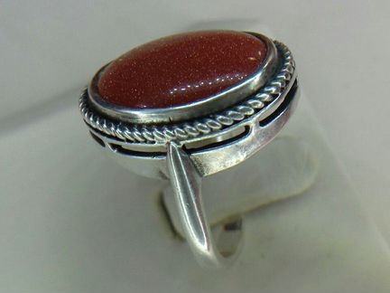 Серебро 925 пробы СССР,Кольцо с Авантюрином