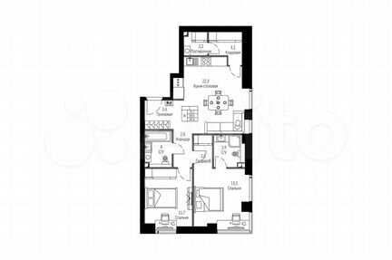 3-к квартира, 69.4 м², 6/42 эт.