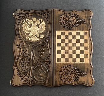 Нарды резные ручной работы «Герб РФ 1»