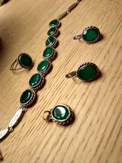 Комплект из серебра с агатом Индия