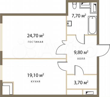 1-к квартира, 65 м², 19/21 эт.