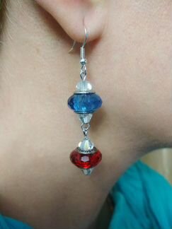 Серьги сине-красные (из 2-х звеньев)