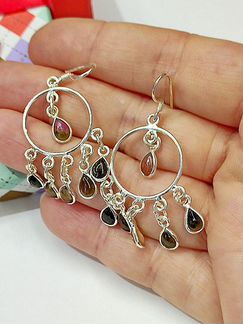 Интересные серьги с турмалинами, серебро
