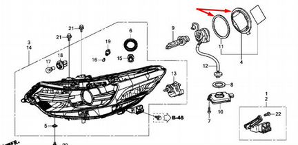 Крышка фары Хонда Аккорд 8 11-12