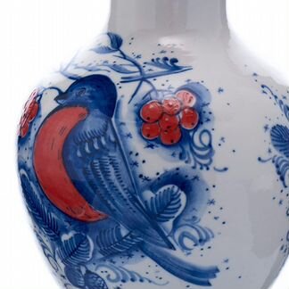 Ваза «Снегирь» Гжель