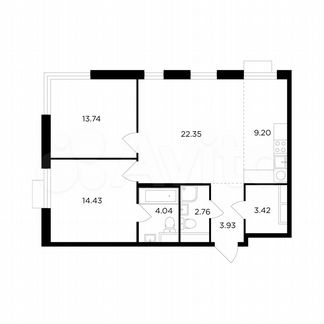 3-к квартира, 73.9 м², 14/26 эт.