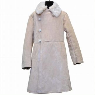 Бекеша из овчины, офицерская, бежево-белая