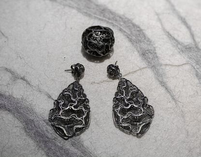 Серьги и кольцо, серебро