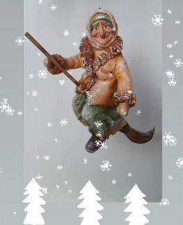 Ватная ёлочная игрушка Баба Яга