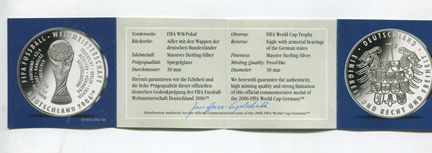 Памятная медаль Футбол чемпионат мира 2006 серебро