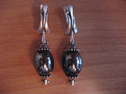 Серьги серебро с гематитом