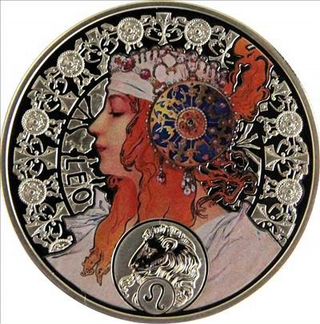 Монета Лев Художник Муха А. серебро Ниуэ 2011 г