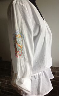 Туника белая с вышивкой хлопок 46-48 р