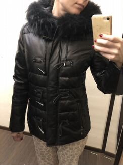 Куртка кожаная, кожаный пуховик