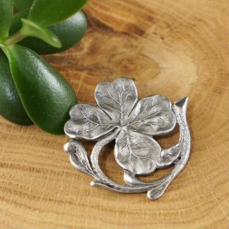 Брошь Клевер четырехлистник на удачу