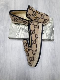 Бежевые зимние мюли Gucci