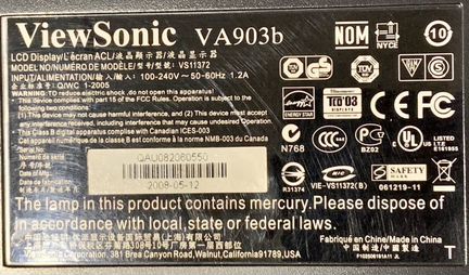 Монитор ViewSonic VA903B-3 19”
